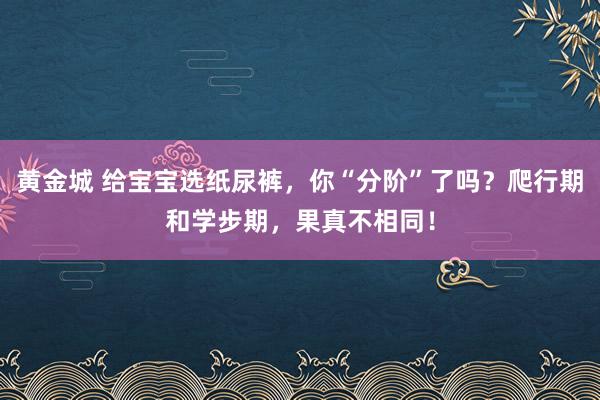 黄金城 给宝宝选纸尿裤，你“分阶”了吗？爬行期和学步期，果真不相同！