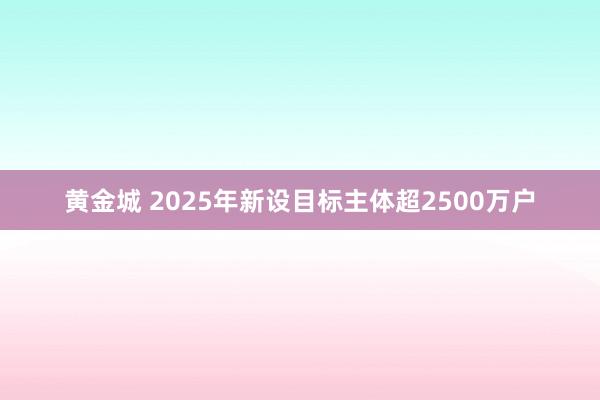 黄金城 2025年新设目标主体超2500万户