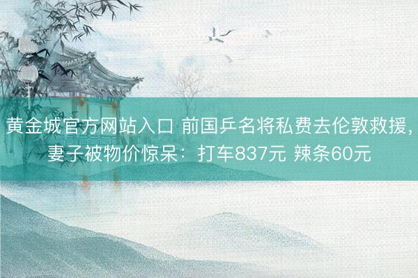 黄金城官方网站入口 前国乒名将私费去伦敦救援，妻子被物价惊呆：打车837元 辣条60元