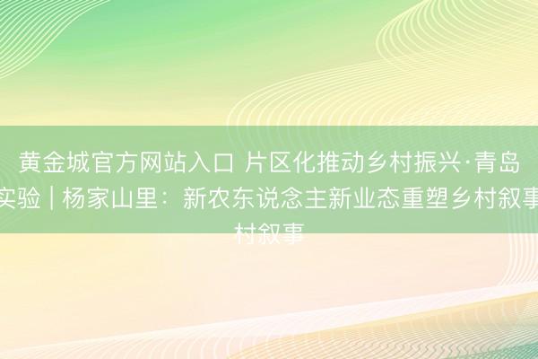 黄金城官方网站入口 片区化推动乡村振兴·青岛实验 | 杨家山里：新农东说念主新业态重塑乡村叙事