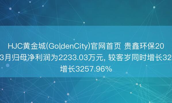 HJC黄金城(GoldenCity)官网首页 贵鑫环保2026年1-3月归母净利润为2233.03万元， 较客岁同时增长3257.96%